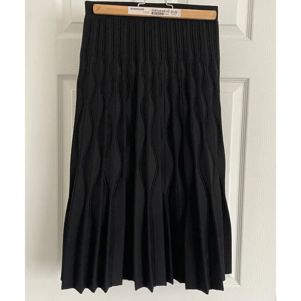 Sandro Henzo Textured Black Midi Skirt Size 1 (Small) - Picture 3 of 6
